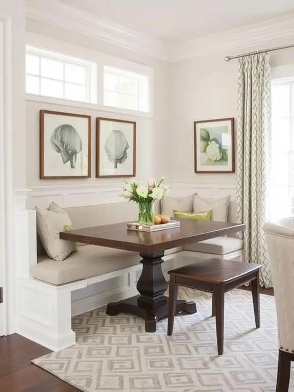 Transitional Style Banquette showing neutral tones and classic design